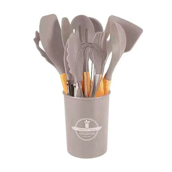 12PCS Silicone Kitchen Cookware Utensils Turner Spatula Measuring Spoon Practical Cooking Tool Kitchenware Set