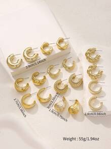 18/6 pièces Set de boucles d'oreilles femmes personnalisées CCB, set de boucles d'oreilles à tige géométriques texturées minimalistes, convient pour la vie quotidienne, les festivals de musique, les rendez-vous, cadeau de vacances exquis