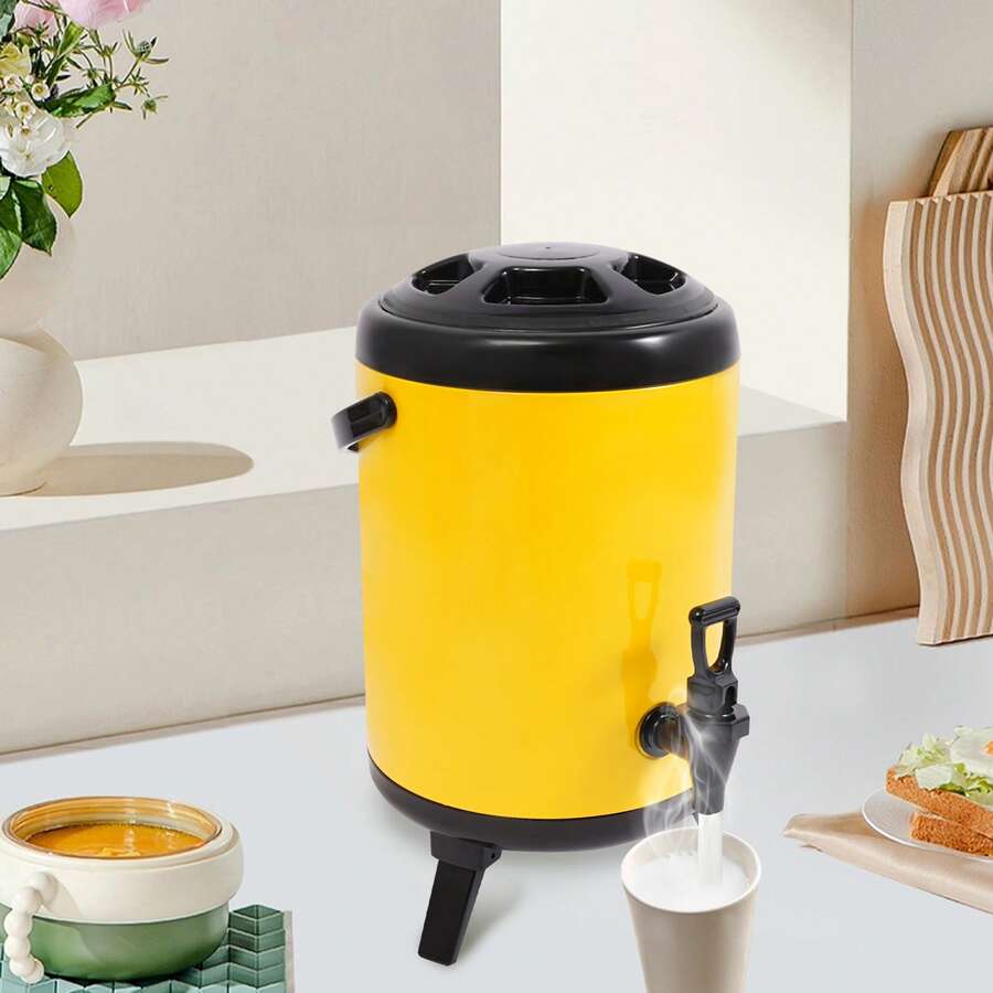 CNCEST 8L/2.11 Gallon Stainless Steel Insulated Beverage Dispenser - Thermal Server For Hot & Cold Drinks With Spigot - Perfect For Tea, Coffee, Juice, And Catering Events (Yellow) - Yellow - View 1