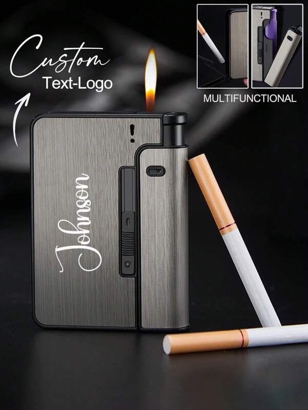 1pc Personalized Laser Engraving Cigarette Holder, Cigarette Case Gift For Smoker, Custom Cigarette Box, Metal Cigarette Case, Gift For Him,Father's Day Gift,Durable,Colorful,Cute,Adorable,Funny,Kawaii,Y2K,Stylish,Unisex,Casual,Custom,Personalized,Unique,Customized,Ideal Gifts For Him,Ideal Gifts For Her,Her,Boyfriend,Girlfriend,Family,Friends,Apparel Accessories,Chic Autumn, Utilitarian Chic