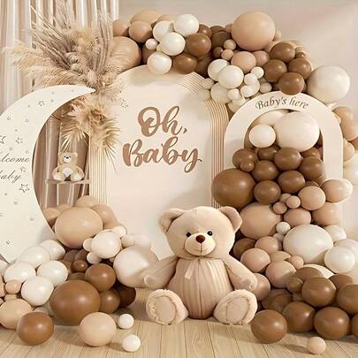Set de 112 piezas para arco de globos, globos de 5/10/18 pulgadas en marrón, beige y moca, adecuado para fiesta de cumpleaños, baby shower, revelación de género, cumpleaños, decoración de habitación