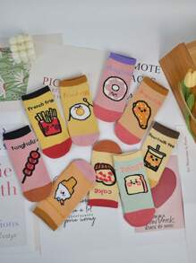 3Pairs/5Pairs Women Cartoon Graphic Printed Short Socks, Versatile & Fashionable For Spring, Summer, Fall