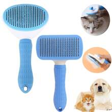 1PC Pet Hair Removal Comb Flea Comb, 2025 Upgraded Cat Brush With Release Button, One-Click Self Cleaning Pet Hair Removal Combs, For Massaging And Cleaning Shedding Pet Hairs (Blue)