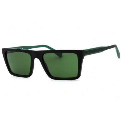 Mens Square Matte Black Sunglasses With Green Lens  L6009S 002