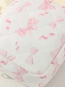 1 件白色背景丝带蝴蝶结绗缝设计化妆包，时尚休闲时尚便携式化妆包，多功能，大容量大储物袋，可装钱包、口红、卫生巾、化妆袋、硬币、钥匙、耳机、Air Pods、有线耳机、电缆、充电器、适配器、耳机和其他配件，可爱的洗漱用品收纳袋，旅行收纳袋，适合女士、糖果、护士、女学生、学生、礼物。化妆旅行洗漱用品收纳袋必需品礼品收纳拉链配件指甲、化妆包、化妆包、化妆包、化妆包、化妆包、化妆收纳袋、旅行、化妆包、包、化妆袋、化妆包、旅行必需品、小袋包、化妆包、包、旅行必需品、化妆配件、小化妆包 - 白色 - 查看 5