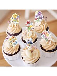 18/36Pcs Multi-Purpose Wildflower Birthday Party Decorations, Wildflower Cake Inserts, Wildflower Decorative Flowers, Cupcake Decorations, Creative Flower Design Cake Decorations, Flowers, Garden Theme Wedding Bridal Shower Supplies, Suitable For Women, Full Of Exquisiteness, Suitable For Birthdays, Parties, Outdoor Gardens, Gatherings, Atmosphere Decorations, Decorations, Cake Top Decorations, Flags - Multicolor - View 10