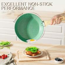Nonstick 9.5 Inch Skillet, Aluminum, , PTFE & PFOA Free, Suitable For All Stovetops, Easy To Clean, Multipurpose - Army Green - View 5