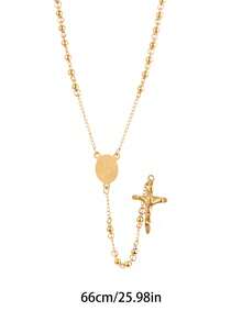 Tôn giáo Dây chuyền thép không gỉ Christian cho phụ nữ Đức mẹ đồng trinh Chúa Jesus Mặt dây chuyền hạt dài Chuỗi trang sức thời trang - Vàng - Xem 11