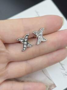 1 Pair Elegant Cubic Zirconia X-Shaped Stainless Steel Stud Earrings For Women, Minimalist Versatile Earrings Gift For Lover, Mother, Friends