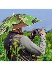 1pc Umbrella Hat, Suitable For Camping And Fishing, Elastic Headband Umbrella Hat, UV Protection