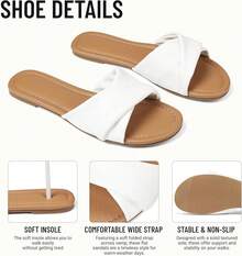 Slides Sandals Women Basic Slip On Flat Sandals Open Toe Comfort Beach Sandals Slippers Casual Dressy Summer - White - View 2