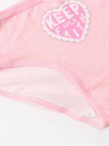 Set da 4 Pezzi Biancheria intima slip per Ragazze Pre-adolescenti, Stampa Semplice Fashion Cuore e Pois, Comodi