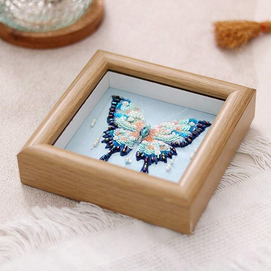 DIY French Beaded Butterfly Embroidery Picture Frame Kit