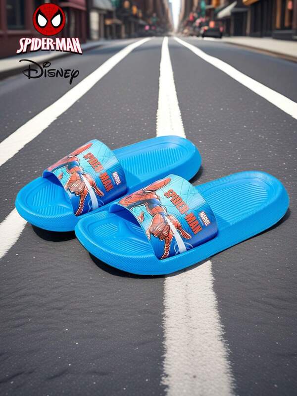 Disney [ Disney Genuine ] Spider Man Cartoon Soft Bottom Non Slip Children's Slippers For Boys And Girls Home Sandals