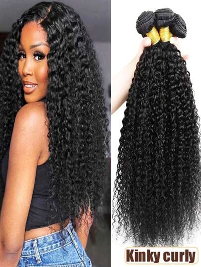 1&3 Bundles 14~22 Inch Black Kinky Curly Bundles Extensions Synthetic Heat-Resistant Hair Extensions For DIY Hairstyle