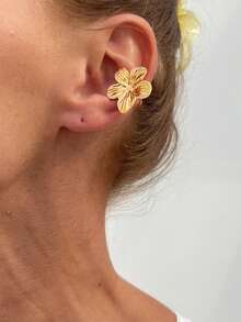 1 件海滩风格海星耳夹耳环，适合女性日常配饰、度假、约会、礼物 - 金色 - 查看 1