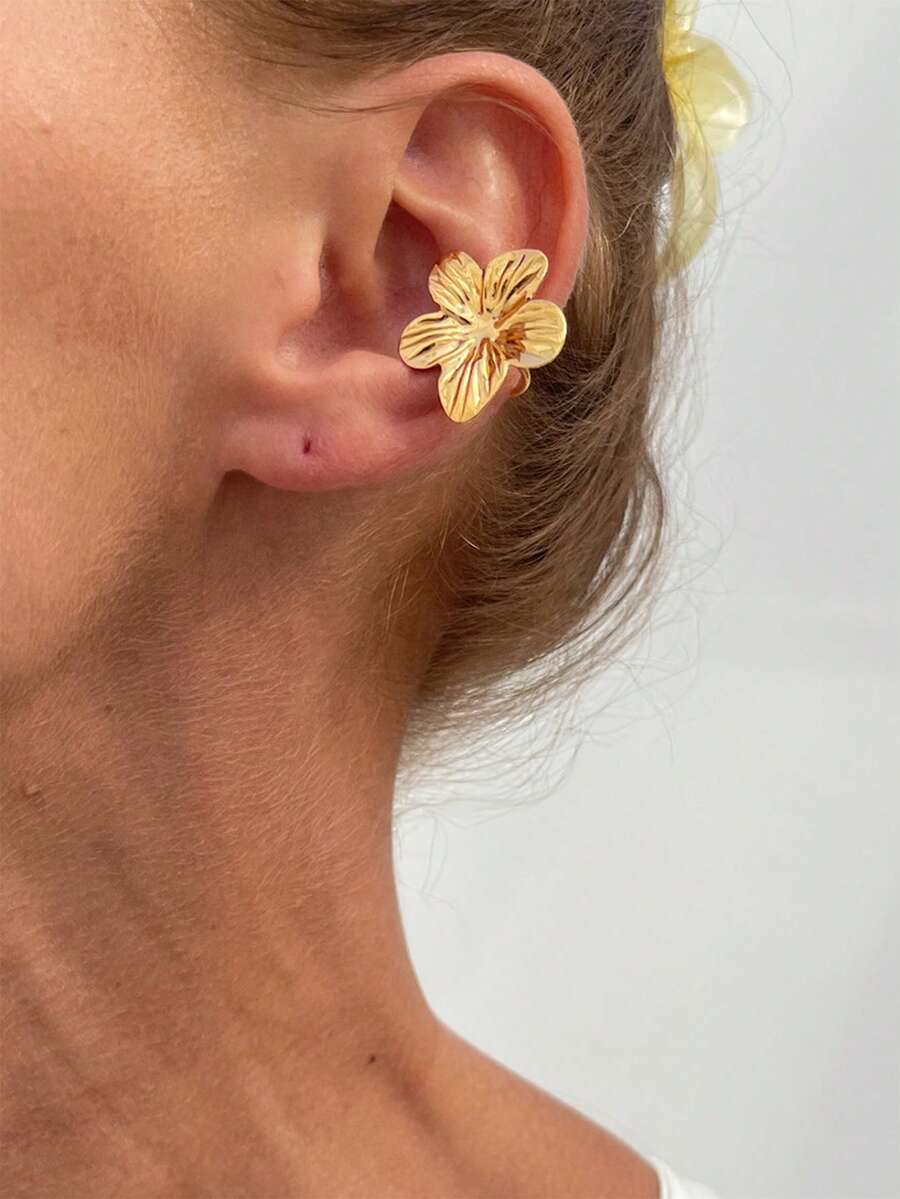 1 件海滩风格海星耳夹耳环，适合女性日常配饰、度假、约会、礼物 - 金色 - 查看 1