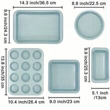5/10 Piece Bakeware Set, Non-Stick Kitchen Bakeware, Carbon Steel, Including Baking Accessories (Cookie Sheet, Cake Pan, Bread Pan, Muffin Pan, Pizza Pan) - Blue Sprinkles - Five-piece Set - View 5