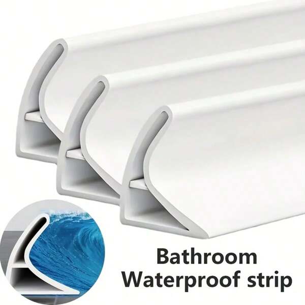 Badezimmer Duschschwelle Wassersperre, PVC Bodenablaufsperre für Trockenen und Nassen Bereich, selbstklebender Dichtungsstreifen für Dusche und Badewanne ohne Stromversorgung