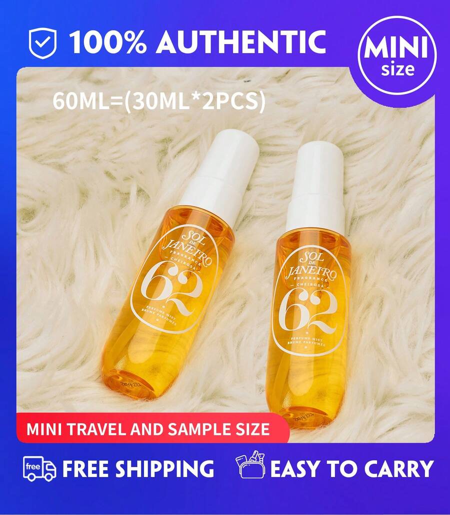 2 PCS Sol De Janeiro Brazilian Crush Cheirosa  Perfume Mist,Cheirosa 62,(30ml/1 Fl.Oz),Mini Travel Size - [Cheirosa'62]30毫升*2件 - 查看 1