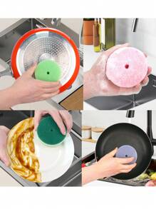 5/3pcs Flower-Shaped Dish Washing Sponges, Scrubbing Pads, Colorful Sponge Brushes For Dishes, Cookware, Glassware, Kitchen Cleaning Tools