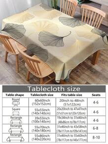1pc Ginkgo Leaf Printed Tablecloth, Modern Polyester Rectangular Or Round Waterproof Tablecloth, Digital Printing Suitable For Living Room, Outdoor Dining Table, Small Round Table