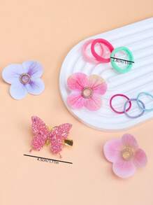 255pcs/Set Colorful Hair Scrunchies & Flower Hair Ties Combo, Includes Basic Hair Ties In Various Colors And Floral Patterned Hair Ties - Suitable For Girls And Women, Perfect For Ponytails, Parties, And Adorable Hairstyles, Great Gift Choice