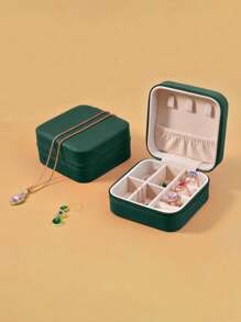 1pc Minimalist Jewelry Box, Portable PU Material Jewelry Case, Summer Travel Jewelry Storage Box, Mini Jewelry Organizer Box For Earrings, Necklaces, Rings, Jewelry Display And Storage, Large Capacity Jewelry Holder, Suitable For Earrings, Rings, Necklaces, Bracelets, Nail Art, Gifts For Mother's Day, Christmas, Halloween, Women For Women Storage Organizer Travel Essentials Back To School Dormitory Storage