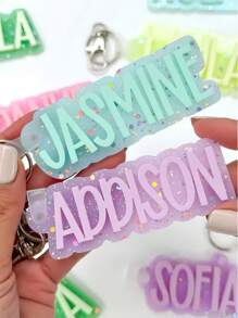 Backpack Keychain Name Tag, Personalized Acrylic Name Tag, Diaper Bag Tag, Lunch Box Tag, Kids Tag, Multi-Functional, Ornamental, Letter, Stylish, Modern, Colorful, Cute, Adorable, Casual, Custom, Personalised, Unique, Customized, Ideal Gifts For Him, Ideal Gifts For Her