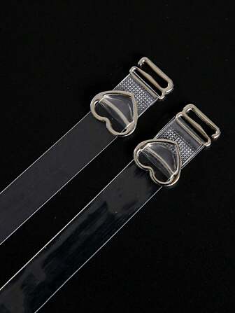 2pairs Heart-Ring Detail Transparent Shoulder Strap
