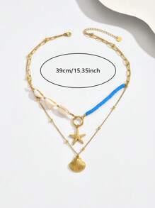 1 pieza Collar de acero inoxidable premium de mujer de doble capa en forma de octágono, de moda y versátil para uso diario