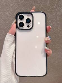Ốp lưng điện thoại bằng acrylic trong suốt viền đen đơn giản, tương thích với iPhone 17 Pro Max/17 Pro/17 Air/17/16 Pro Max/16/16 Pro/16 Plus/11/15/15 Pro/15 Pro Max/12/13/14 Pro Max/XS/XR/11 Pro/11 Pro Max/12 Pro/12 Pro Max/13 Pro/13 Pro Max/7 Plus/14 Pro/14 Pro Max/14 Plus/12 Mini/13 Mini, bền, chống ố vàng, chống sốc. - thạch đen - Xem 6