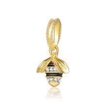 1 peça de pulseira original com pingente de contas, coleção de cores douradas, maçã, batatas fritas, abelha, flor, folhas, asas de amor, laço, estrela e pingente de contas rosa para pulseiras, joias femininas faça você mesmo