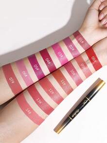 QIC Long Lasting Waterproof Christmas Gift Matte Lipstick & Lip Liner Set Long-Lasting Waterproof Double-Ended Non-Stick Cup High Pigmented Lipstick And Liner Pencil Smooth Texture Full Coverage Nude To Red Shades For All Day Wear Women Cosmetics Lips Makeup For Valentine's Day , Mother's Day Gifts - Multicolor - View 5