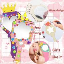 12pcs Handmade Wooden Mirrors, DIY Wooden Mirrors, Wooden Mirror Crafts, Makeup Mirrors, Painting Wooden Mirrors. Paintable Handheld Art Mirrors, Birthday & Holiday Party Gifts,Back To School,School Supplies