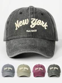 1pc Unisex Outdoor Embroidered "New York" Adjustable Baseball Cap, Sun Protection, Casual, Suitable For Spring/Fall Travel, Beach, Suitable For Men & Women, Y2K Style