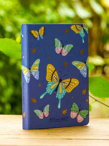 A5 布面笔记本 | 蝴蝶图案 | 244 页全彩 100g 纸张 | 多色柔和花卉图案 | 适合创意和个人使用 | 耐用松紧带封口 | 优雅的办公和学校文具、学校用品、返校