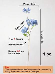 1pc Artificial Flower Stem, Valentine Day, Gift Gifts Birthday Graduation,Garden Decor,Outdoor Plant,Gardening,Fake Flowers