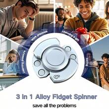 3-In-1 EDC Toy, Metal Tri-Spinner Clicker Coin Flipping Magnetic Decompression Tool, Christmas Gift For Teens - Multicolor - View 6