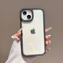 Double-Sided Diamond Setting Is Suitable For Apple  16 15 14 13 12 Pro Max 16 15 14Plus 13 12pro 11 Mobile Phone Case Large Hole Tpu Soft Edge Hard Back Cover Multiple Protection - 白色 - 查看 2