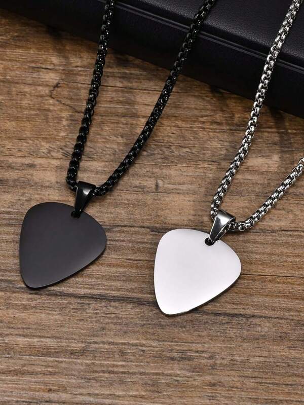 1PC A Variety Of Guitar Pick Heart-Shaped Titanium Steel Necklaces And European And American Simple Stainless Steel Pendants