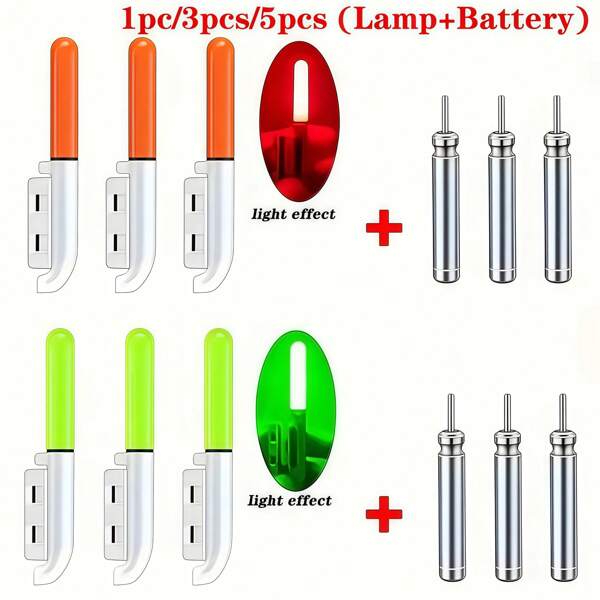10 Stücke LED Nachtangel Ruttenspitzen Lichter mit Indikatorlicht und nicht wiederaufladbaren CR425 Batterien - wasserdicht, batteriebetrieben, hochsichtbare Angelpose Attraktor für schwache Lichtverhältnisse, Betriebsspannung unter 36V, geeignet für alle Nachtangelaktivitäten