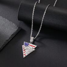 五角星、盾牌和鹰旗吊坠项链，美国独立日男女礼物，滴油镶嵌水钻