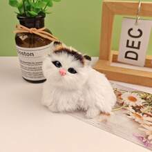 Juguete De Peluche De Gato Lindo Y Realista, Muñeco De Gato Sentado, Decoración Del Hogar, 1 Ud. - orejas negras - Ver 6