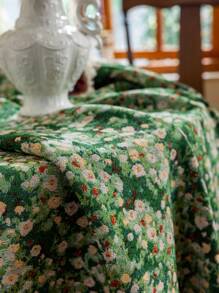 1 Pc Vintage Green Floral Decor, Countryside American Style, Suitable For Cafe, Photography, Home Kitchen Gatherings, Dessert And Afternoon Tea