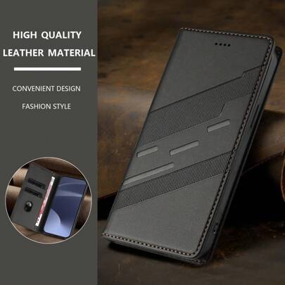 Luxury Wallet High-Quality With Card Slot Kickstand Strong Magnetic Flip Artificial Leather Case For Compatible With Xiaomi Redmi Compatible With Huawei ForSamsung Business Shockproof Protective Cover Waterproof Anti-Fall Scratch Resistant Full Cover