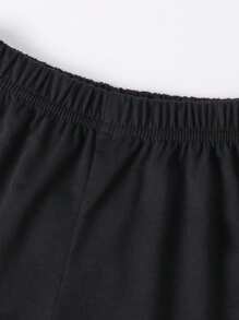 Set de 2 piezas de camiseta de manga corta con cuello redondo suave y estampado de araña, y pantalones cortos informales y lindos para niño, para el verano