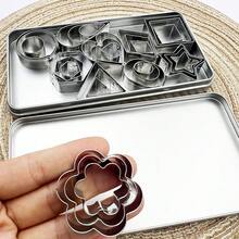 24/30pcs Cookie Cutter Set In Tin Box, Mini Stainless Steel Cookie/Pastry Cutters In Heart, Star, Round, Flower, Teardrop Shapes For Baking Cookies, Soft Candies, Fondant Cake Decorations
