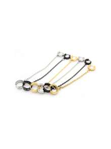 2 Peças Brincos Gota Pendente de Clipe de Orelha com Corrente Dupla na Cor Aço Preto e Dourado para Homens e Mulheres, Joias da Moda