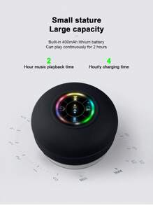 Altavoz Bluetooth impermeable para baño con iluminación LED y ventosa grande, altavoz Bluetooth portátil impermeable